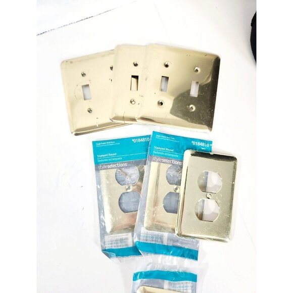 7 Light Switch Plate Covers Brass Shinny Gold Tone Toggle & Plug Some Ha… - Picture 2 of 4